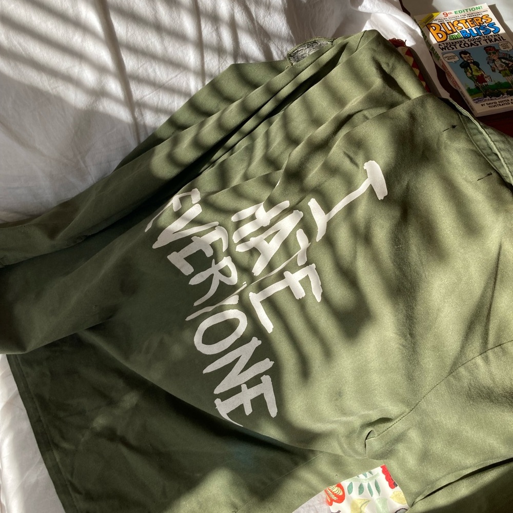 Green Graphic “I hate everyone” jacket